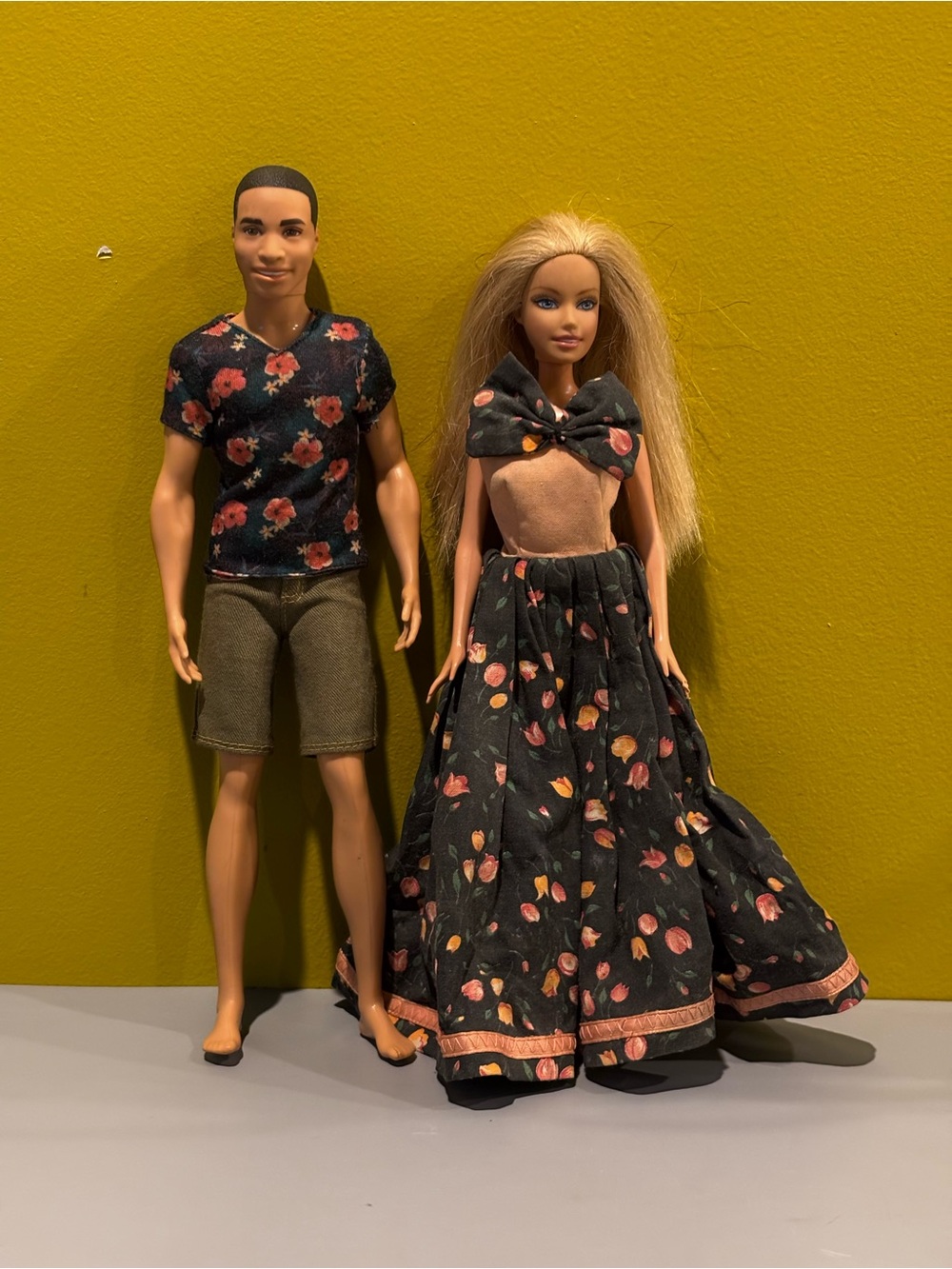 Unbranded Black Floral Doll Dress and Shirt Set